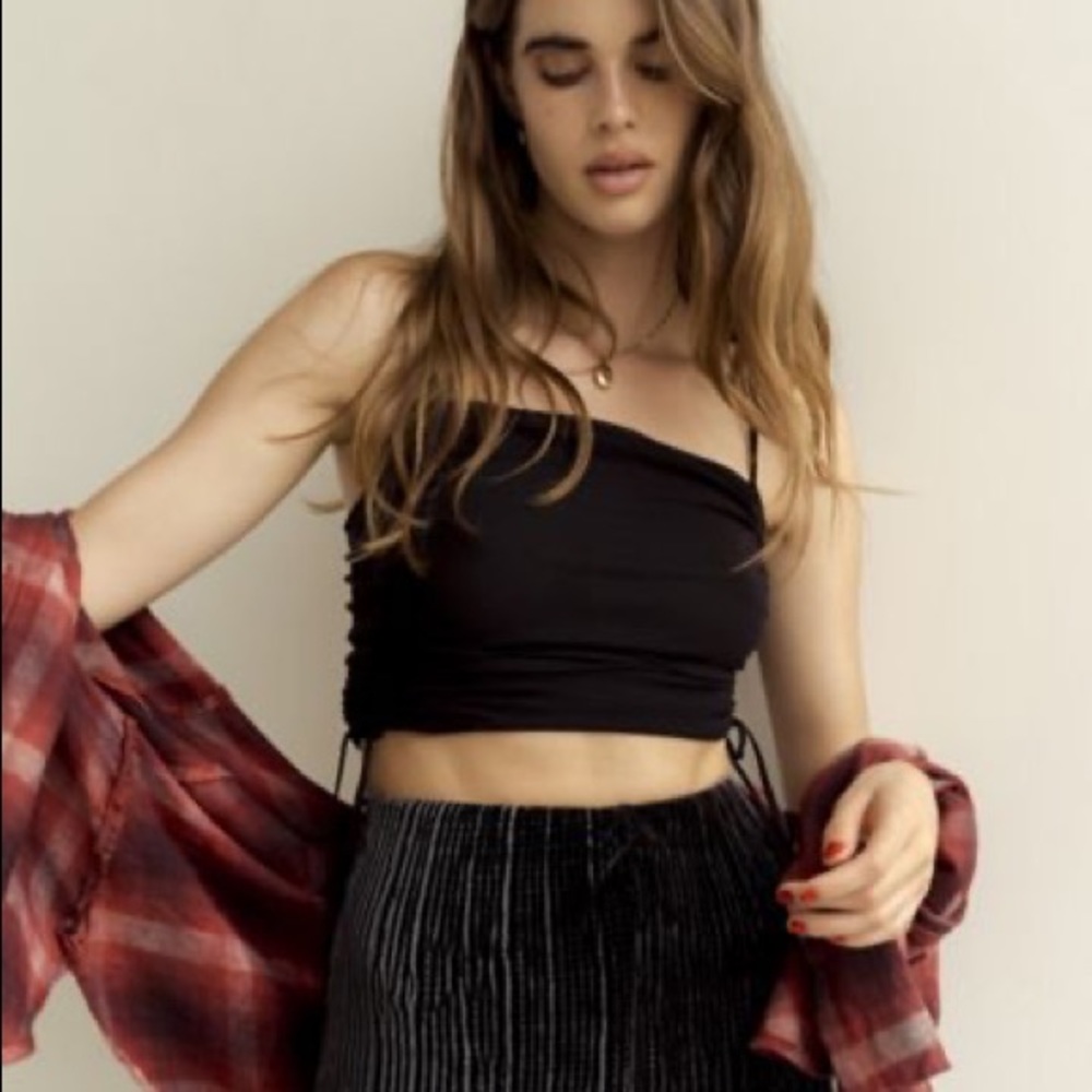 Urban Outfitters Tasmin Mesh Ruched Cropped Cami